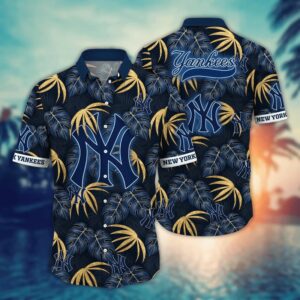 New York Yankees Midnight Palm Hawaiian Shirt New York Yankees Midnight Palm Hawaiian Shirt
