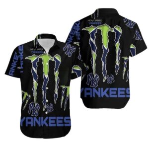 New York Yankees Monster Energy Burst Hawaiian Shirt New York Yankees Monster Energy Burst Hawaiian Shirt
