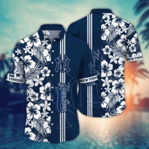New York Yankees Ocean Breeze Hibiscus Hawaiian Shirt New York Yankees Ocean Breeze Hibiscus Hawaiian Shirt