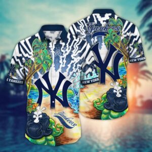 New York Yankees Ocean Sunset Hawaiian Shirt New York Yankees Ocean Sunset Hawaiian Shirt