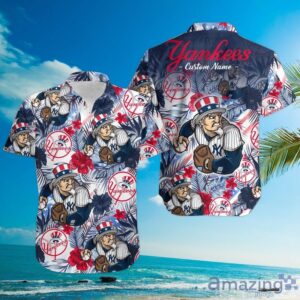 New York Yankees Patriotic Pitch Hawaiian Shirt New York Yankees Patriotic Pitch Hawaiian Shirt