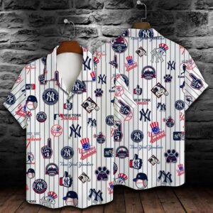 New York Yankees Pinstripe Pride Hawaiian Shirt New York Yankees Pinstripe Pride Hawaiian Shirt