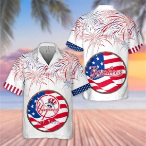 New York Yankees Stars & Stripes Celebration Hawaiian Shirt New York Yankees Stars & Stripes Celebration Hawaiian Shirt
