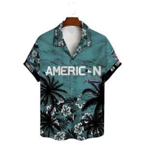 New York Yankees Teal Tropics Hawaiian Shirt New York Yankees Teal Tropics Hawaiian Shirt