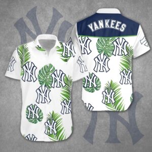 New York Yankees Tropical Breeze White Hawaiian Shirt New York Yankees Tropical Breeze White Hawaiian Shirt