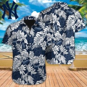 New York Yankees Tropical Leaf Classic Hawaiian Shirt New York Yankees Tropical Leaf Classic Hawaiian Shirt