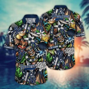 New York Yankees Tropical Totem Hawaiian Shirt New York Yankees Tropical Totem Hawaiian Shirt