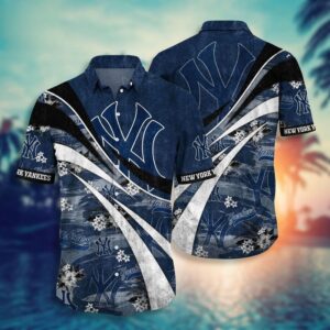 New York Yankees Wave Motion Hawaiian Shirt New York Yankees Wave Motion Hawaiian Shirt