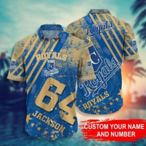 Personalized Kansas City Royals Retro Stripes Hawaiian Shirt Personalized Kansas City Royals Retro Stripes Hawaiian Shirt