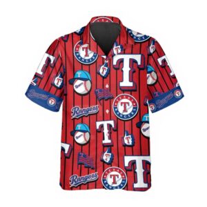 Texas Dominate the Diamond Rangers Red & Blue Hawaiian Shirt Texas Dominate the Diamond Rangers Red & Blue Hawaiian Shirt