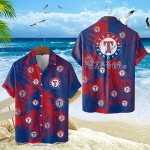 Texas Rangers Coastal Palms Hawaiian Shirt Texas Rangers Coastal Palms Hawaiian Shirt