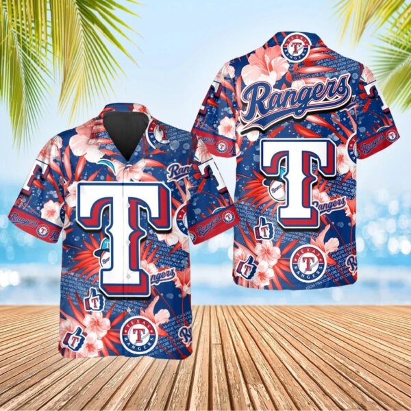 Texas Rangers Floral Splash Hawaiian Shirt