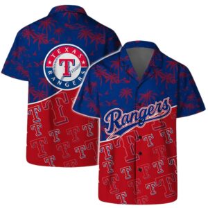 Texas Rangers Palm Sunset Hawaiian Shirt Texas Rangers Palm Sunset Hawaiian Shirt