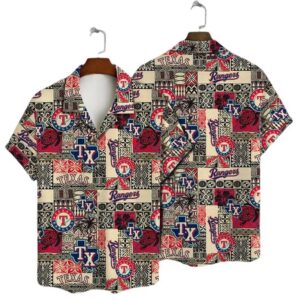 Texas Rangers Patchwork Legacy Hawaiian Shirt Texas Rangers Patchwork Legacy Hawaiian Shirt