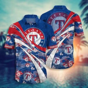 Texas Rangers Red Wave Hawaiian Shirt Texas Rangers Red Wave Hawaiian Shirt