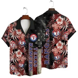 Texas Rangers Stars & Stripes Floral Hawaiian Shirt Texas Rangers Stars & Stripes Floral Hawaiian Shirt