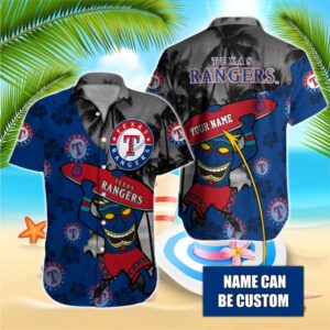 Texas Rangers Surf Tiki Custom Hawaiian Shirt Texas Rangers Surf Tiki Custom Hawaiian Shirt