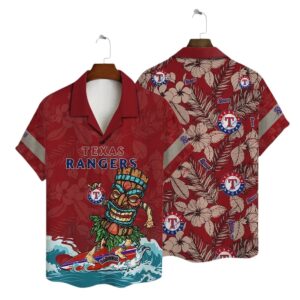Texas Rangers Surfer Tiki Hawaiian Shirt Texas Rangers Surfer Tiki Hawaiian Shirt