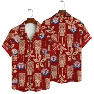 Texas Rangers Tiki Red Hawaiian Shirt Texas Rangers Tiki Red Hawaiian Shirt