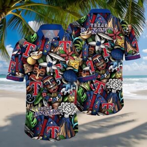 Texas Rangers Tropical Tiki Aloha Shirt Texas Rangers Tropical Tiki Aloha Shirt