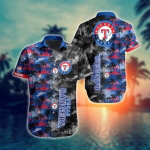 Texas Rangers Twilight Palm Hawaiian Shirt Texas Rangers Twilight Palm Hawaiian Shirt