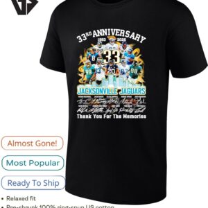 Jacksonville Jaguars Players 33rd Anniversary Signature City Skyline T-Shirt