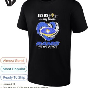 Jesus In My Heart Los Angeles Rams In My Veins Diamond Heart Shape T-Shirt