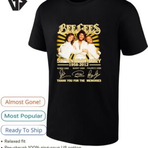 Robin Gibb Barry Gibb Maurice Gibb Bee Gees 54th Anniversary 1958 2012 Signature T-Shirt