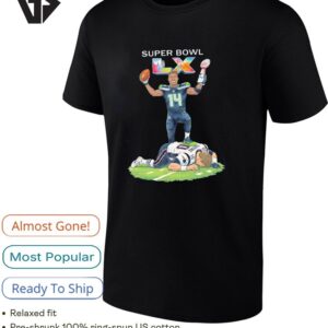 Sam Darnold Seattle Seahawks Holding Super Bowl Lx Trophy And Football T-Shirt