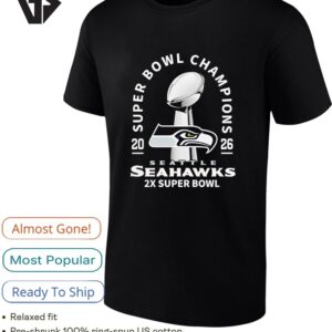 Seattle Seahawks 2x Super Bowl Lx Champions 2026 NFL Troyphy Center T-Shirt