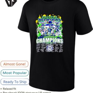 Seattle Seahawks Champions 2026 Signatures T-Shirt