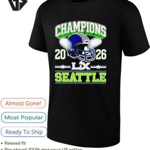 Seattle Seahawks Football Super Bowl Lx Champions 2026 Helmet Center Light T-Shirt