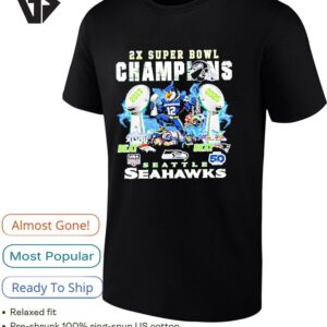 Seattle Seahawks Mascot 2x Super Bowl Champions T-Shirt