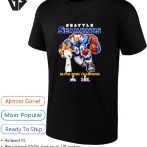 Seattle Seahawks Mascot Holding Super Bowl Xlviii And Lx Trophy T-Shirt
