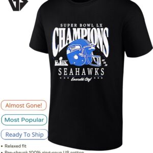 Seattle Seahawks Super Bowl Lx Champions Prestigious Run Helmet T-Shirt
