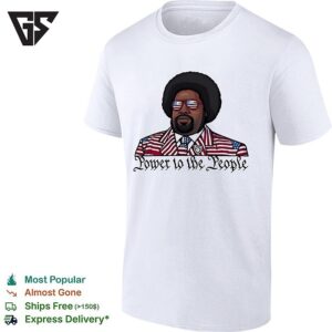 Afro Man Wearing Vest American Flag Pattern Power To The People T-Shirt