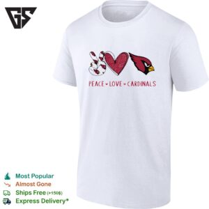 Arizona Cardinals Football Peace Love Hand Haert And Logo T-Shirt