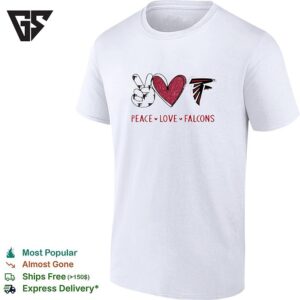 Atlanta Falcons Football Peace Love Hand Haert And Logo T-Shirt