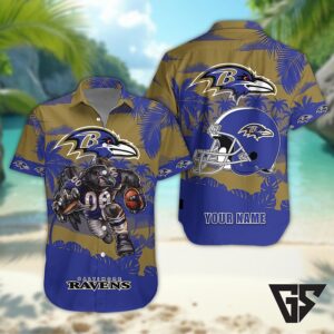 Baltimore Ravens Personalized Gridiron Warrior Hawaiian Shirt