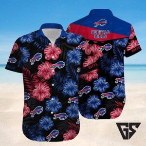 Buffalo Bills Black And Blue Hibiscus Hawaiian Shirt