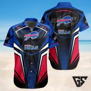 Buffalo Bills Black Red And Blue Geometric Hawaiian Shirt