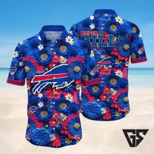 Buffalo Bills Blue And Red Floral Hawaiian Shirt