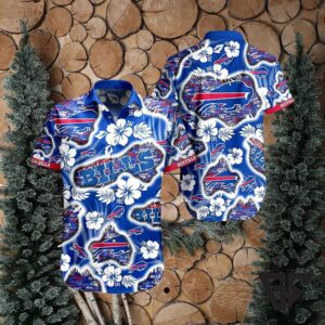 Buffalo Bills Blue And White Hibiscus Hawaiian Shirt