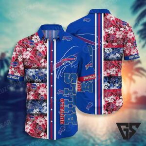 Buffalo Bills Floral Stripe Hawaiian Shirt