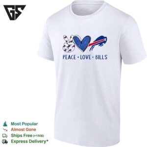 Buffalo Bills Football Peace Love Hand Haert And Logo T-Shirt