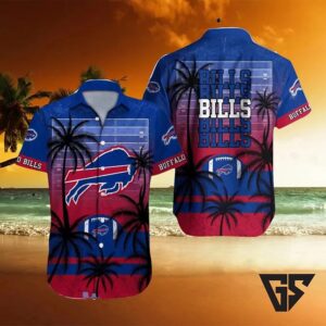 Buffalo Bills Gridiron Palms Hawaiian Shirt