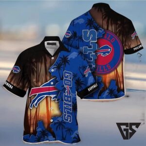 Buffalo Bills Logo And Sunset Palms Hawaiian Shirt