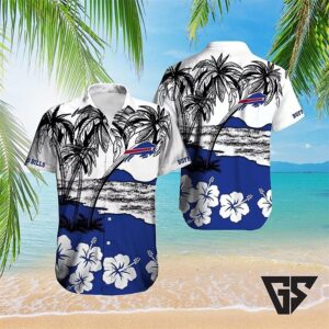Buffalo Bills Palm And Hibiscus Island Hawaiian Shirt