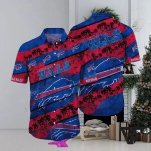 Buffalo Bills Palm Stripe Hawaiian Shirt