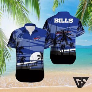 Buffalo Bills Pier Sunset Silhouette Hawaiian Shirt